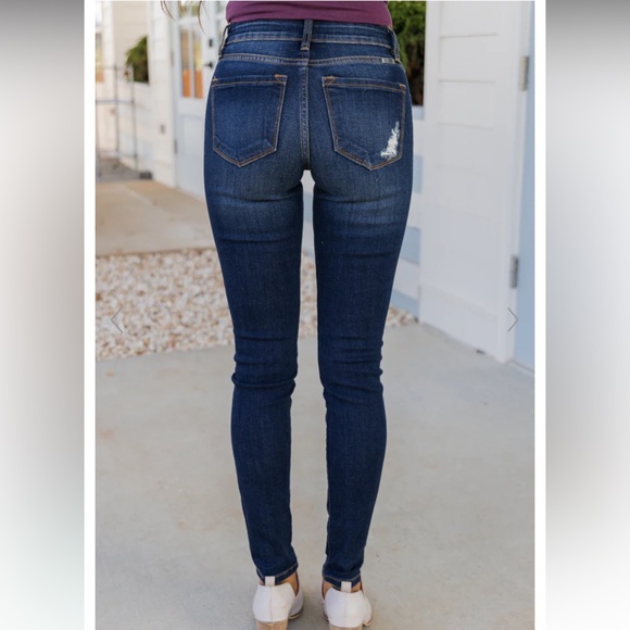 🥰🥰CanKan Dark Wash Mid Rise Distressed Jeans🥰🥰 - Picture 4 of 14
